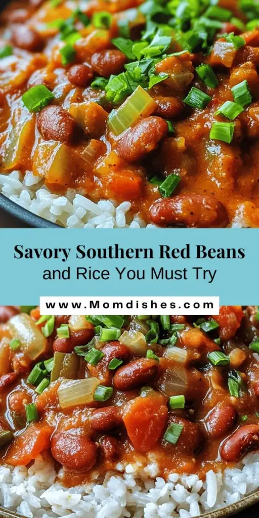 Discover the warmth and flavor of Southern cuisine with this delicious red beans and rice recipe! Learn how to prepare this classic dish that features the rich goodness of red kidney beans, the aromatic Holy Trinity of vegetables, and your choice of savory protein. Perfect for family gatherings or cozy dinners, this comforting meal is packed with nutrients and a taste of tradition. Explore variations and serving suggestions for a delightful culinary experience! #RedBeansAndRice #SouthernCooking #ComfortFood #HealthyRecipes #CulinaryTradition #FamilyDinner