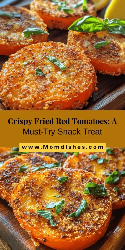 Discover the deliciously unique treat of crispy fried red tomatoes! This recipe brings together the juicy sweetness of ripe tomatoes with a crunchy golden coating, making it a perfect appetizer or addition to salads and sandwiches. Easy to prepare, these fried tomatoes not only delight your taste buds but also pack a nutritious punch. Explore various spices and garnishing ideas to elevate their flavor and presentation for an impressive dish that everyone will love!