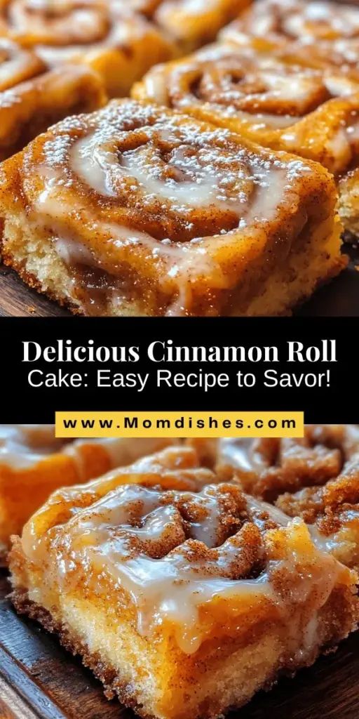 Indulge in the delightful Cinnamon Roll Cake Delight, a scrumptious twist on traditional cinnamon rolls! This easy recipe combines the fluffy texture of a cake with the rich, aromatic flavors of cinnamon and sugar, making it perfect for brunch or dessert. With just a handful of simple ingredients, you can whip up this crowd-pleaser in no time. Customize it with fruits or nuts for a personal touch, and enjoy a comforting treat that’s sure to impress!