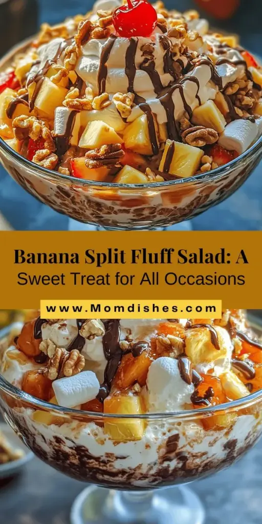 Savor the nostalgia with our Banana Split Fluff Salad, a creamy and refreshing dessert that’s perfect for any occasion. This delightful dish combines ripe bananas, juicy pineapples, and fresh strawberries with a fluffy dressing, offering a delicious balance of sweetness and texture. Easy to prepare and no baking required, this salad is a crowd-pleaser for summer picnics, holiday gatherings, or simply a fun family treat. Make it your own with creative variations and serving options!