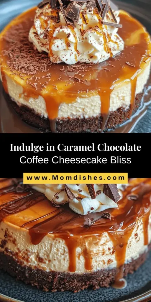 Indulge in the rich flavors of Caramel Chocolate Coffee Cheesecake, a dessert that transforms a classic favorite into an unforgettable treat. This luxurious cheesecake features a crunchy chocolate graham cracker crust, a creamy filling infused with coffee, and a luscious layer of caramel, creating a delicious balance of sweet and savory notes. Perfect for celebrations or a cozy night in, this dessert is sure to impress and delight your guests with every bite.