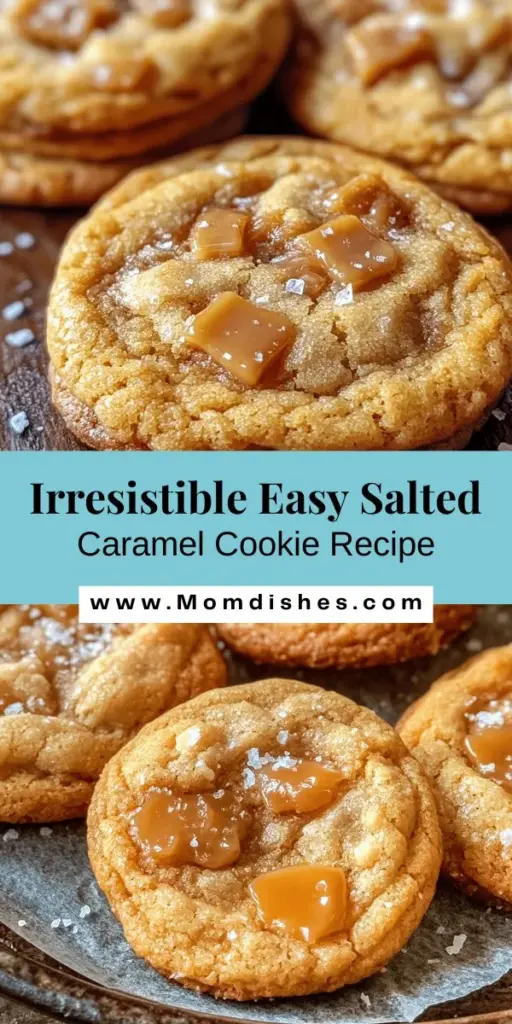 Indulge in the sweet and salty goodness of easy salted caramel cookies that are sure to impress! These delightful treats feature a chewy center with crispy edges and rich caramel bits, all topped with a sprinkle of sea salt for an irresistible flavor boost. Perfect for bakers of all levels, this simple recipe makes a batch of cookies that will become a new favorite. Bake them today for a delicious dessert! #SaltedCaramelCookies #Baking #Desserts #HomemadeCookies #TreatYourself