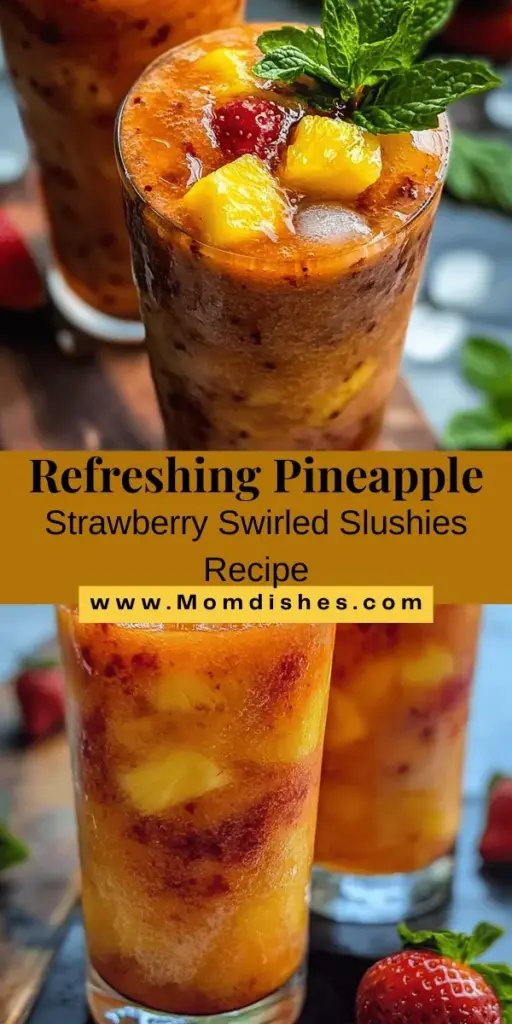 Beat the heat this summer with delicious Pineapple Strawberry Swirled Slushies! This refreshing drink combines the vibrant flavors of ripe pineapple and juicy strawberries, making it a perfect treat for hot days. Not only are they visually stunning, but they're also packed with essential nutrients and vitamins. Easy to make at home, you can enjoy these fruity slushies as a fun family activity or a guilt-free indulgence. Explore this delightful recipe and create your own tropical masterpiece!