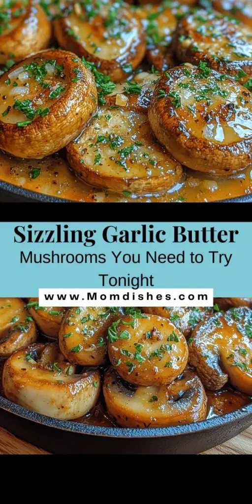 Discover the savory simplicity of Sizzling Garlic Butter Mushrooms, a dish that combines earthy mushrooms with rich butter and aromatic garlic for an unforgettable flavor experience. Quick to prepare and full of health benefits, these mushrooms are perfect as a side for grilled meats or as a delicious pasta topping. With fresh herbs adding a pop of brightness, this versatile dish is sure to impress anyone at your table. Embrace creativity and enjoy this gourmet delight!