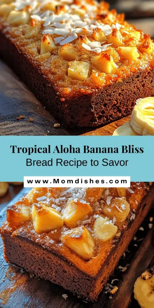 Discover the tropical delight of Aloha Banana Bliss Bread! This scrumptious recipe elevates traditional banana bread with ripe bananas, coconut oil, crushed pineapple, and macadamia nuts, creating a moist and flavorful treat that captures the essence of paradise. Perfect for breakfast or dessert, this quick and easy recipe will tantalize your taste buds and bring joy to your baking. Experience a taste of the islands today! #AlohaBananaBlissBread #TropicalBaking #BananaBread #HealthyRecipes #BakingAtHome