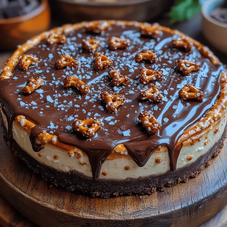 If you’re searching for a dessert that hits all the right notes, look no further than the Chocolate Covered Pretzel Cheesecake. This decadent treat has become a sensation among dessert lovers, uniting the creamy, silky texture of cheesecake with the satisfying crunch of pretzels and the rich allure of chocolate. The harmonious blend of sweet and salty flavors is simply irresistible, making it a perfect choice for any occasion, from dinner parties to special celebrations or simply a comforting indulgence at home.