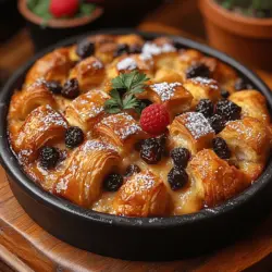 Bread pudding is a beloved dessert that has warmed hearts and satisfied sweet cravings for centuries. This comforting dish takes stale bread and transforms it into a rich, custardy delight that can be enjoyed warm or cold. While traditional bread pudding typically uses leftover loaf bread, this recipe reinvents the classic by using buttery croissants, offering a unique twist that elevates the dish to new heights. The flaky, rich texture of croissants not only enhances the overall flavor but also adds a luxurious touch that makes this dessert a perfect choice for gatherings and family meals.