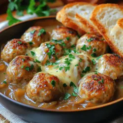 If you’ve ever savored the rich, savory flavors of French onion soup, then you’re in for a treat with this delightful twist: French Onion Chicken Meatballs. This dish takes the essence of the beloved classic soup and transforms it into tender, juicy meatballs that are bursting with flavor. Imagine the comforting taste of caramelized onions, the rich creaminess of Gruyère cheese, and perfectly seasoned ground chicken all coming together in one satisfying bite.