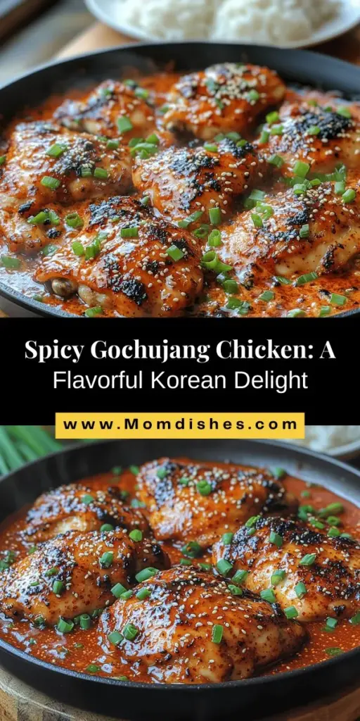 Discover the vibrant flavors of Korean cuisine with this easy Spicy Gochujang Chicken recipe. Featuring the unique fermented chili paste, Gochujang, this dish combines sweet, spicy, and umami notes that make it irresistible. Perfect for family dinners or gatherings, the chicken thighs marinated in a flavorful blend of ingredients soak up the rich sauce during cooking, resulting in a tender, glazed meal that's sure to impress. Elevate your cooking game with this delightful dish!