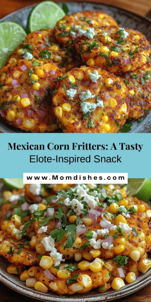 Discover the delicious world of Elote-Style Mexican Corn Fritters, a fun twist on a classic Mexican street food! These crispy, flavorful bites combine sweet corn with savory spices, creamy cheese, and fresh cilantro, making them perfect for snacking or as appetizers at gatherings. Learn how to prepare these irresistible treats with a step-by-step guide, and impress your friends and family with their vibrant taste and delightful texture.