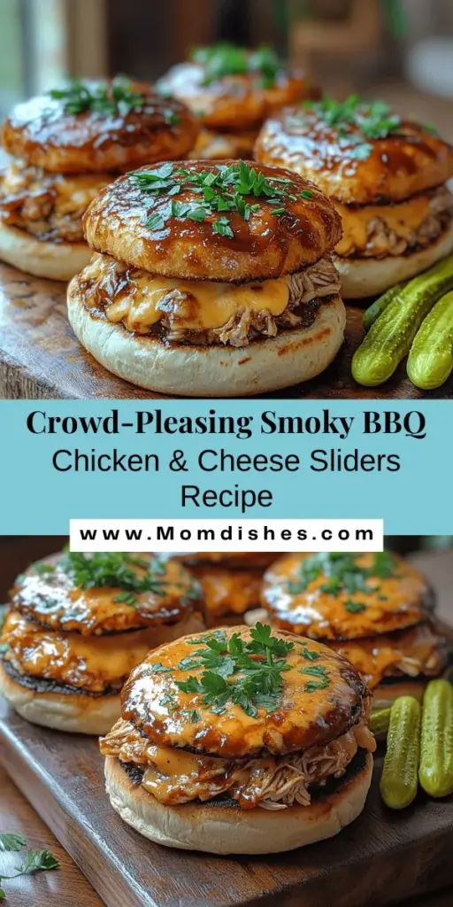 Looking for a delicious and crowd-pleasing recipe? Try these Smoky BBQ Chicken & Cheese Sliders! With tender, shredded chicken, rich BBQ sauce, and gooey cheese all nestled in soft slider buns, they are perfect for any gathering. Easy to prepare and customize, these sliders are great for game day, parties, or family dinners. With just a few simple ingredients, you can create a mouthwatering dish that will have everyone raving!