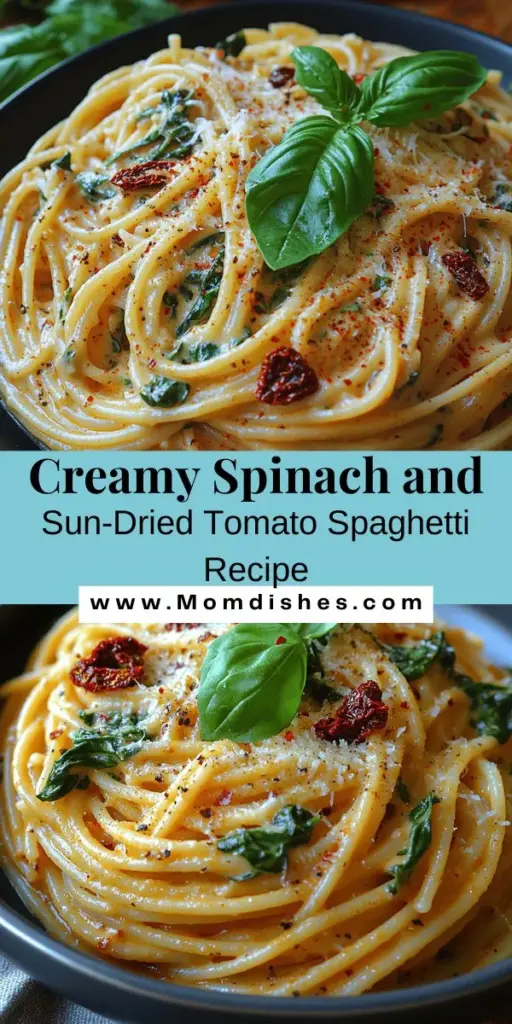 Savor the deliciousness of Creamy Spinach & Sun-Dried Tomato Spaghetti Delight, an easy vegetarian dish that combines a velvety creamy sauce with the vibrant taste of fresh spinach and tangy sun-dried tomatoes. This recipe transforms pantry staples into an indulgent meal perfect for any occasion, from casual weeknight dinners to special gatherings. Quick to prepare yet full of flavor, it’s an experience you’ll want to share with family and friends. Enjoy a touch of sophistication in every bite!