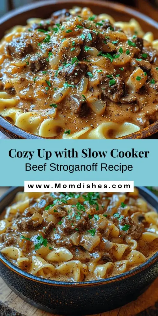 Discover the ultimate comfort food with this savory slow cooker beef stroganoff. This classic dish combines tender beef with a rich and creamy sauce that warms the soul. Set it and forget it as your slow cooker works its magic, melding flavors and creating an inviting aroma that fills your home. Perfect for busy weeknights, this recipe is easy to customize with fresh ingredients and your favorite sides. Enjoy a wholesome, satisfying meal that brings family together.