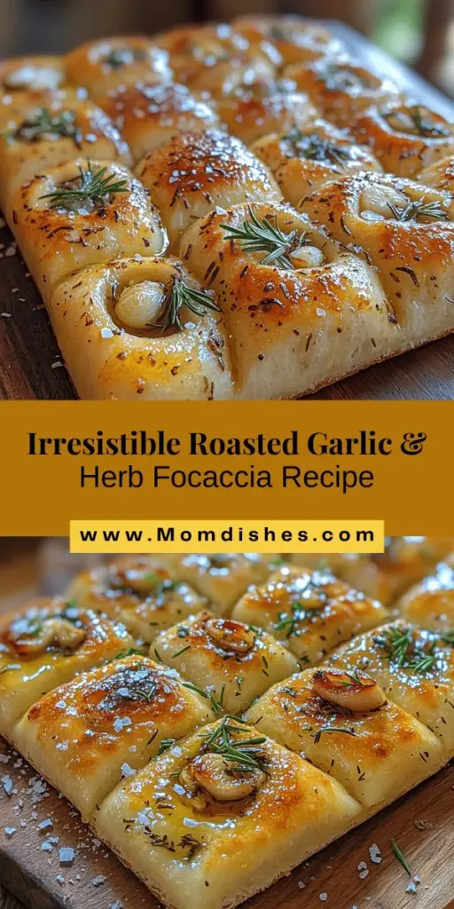 Discover the delightful world of homemade Roasted Garlic & Herb Focaccia, a delicious Italian bread that is soft, airy, and bursting with flavor. This easy-to-follow recipe transforms simple ingredients into bakery-quality bread, infused with the rich taste of roasted garlic and fresh herbs. Perfect for appetizers, side dishes, or as a standalone snack, making focaccia at home is a rewarding experience that will impress your family and friends. Embrace the art of bread-making and enjoy the inviting aroma of freshly baked focaccia in your kitchen.