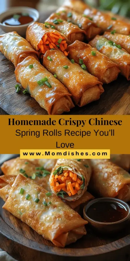 Dive into the delicious world of homemade Chinese spring rolls with this guide to crafting the perfect crispy snack. Learn about the rich history and cultural significance of these treats as you explore their savory fillings, which range from fresh vegetables to shrimp. This step-by-step recipe not only teaches you how to prepare and fry them but also highlights the joy of sharing this classic dish with loved ones. Get ready to impress with your culinary skills and enjoy every delightful bite!