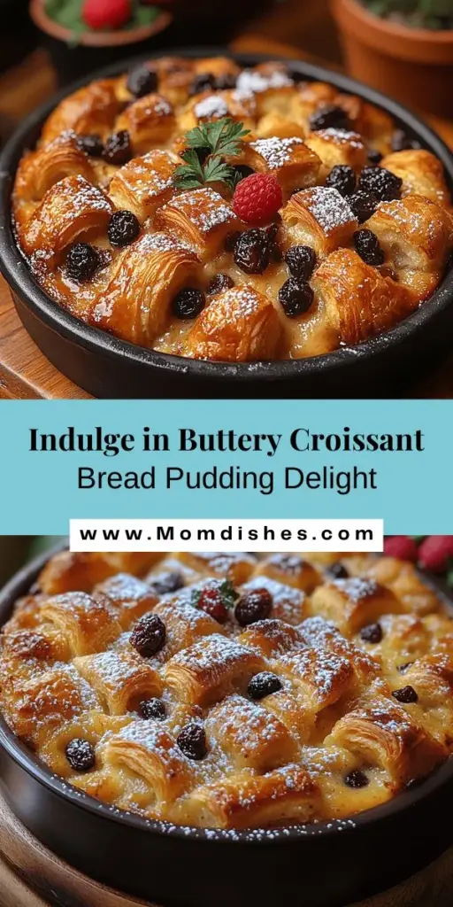 Discover the ultimate dessert experience with buttery croissant bread pudding, a luxurious twist on a classic favorite. This rich, custard-soaked dish transforms day-old croissants into a creamy indulgence that is perfect for gatherings or cozy evenings at home. The combination of flaky croissant layers and sweet custard creates a delightful contrast in texture, while optional add-ins like dark chocolate or raisins elevate the flavor. Serve it warm with a dusting of powdered sugar or a scoop of ice cream for an unforgettable treat that everyone will love.
