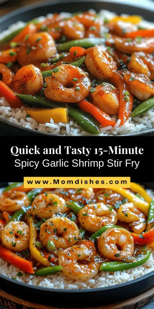 Discover the ultimate quick meal with this 15-Minute Spicy Garlic Shrimp Stir Fry. Perfectly succulent shrimp meet vibrant vegetables in a bold, flavorful dish that's ready in no time. With a delightful blend of garlic, ginger, and a spicy sauce, this easy recipe is not only delicious but also packed with nutrients. Ideal for busy weeknights or impressing guests, this stir fry balances taste and health effortlessly. Get ready to elevate your weeknight dinners!