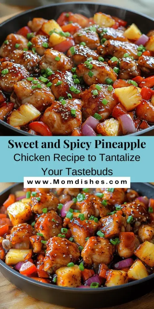 Discover a delicious blend of flavors with Sweet & Spicy Pineapple Chicken, a dish that beautifully combines the tropical sweetness of pineapple with the warmth of chili paste. Using tender chicken thighs and vibrant veggies, this recipe is not just flavorful but also packed with nutrition. Perfect for family dinners or gatherings, follow simple steps to marinate, stir-fry, and serve a meal that tantalizes the taste buds and brings joy to the table. Enjoy the perfect balance of sweet and spicy!