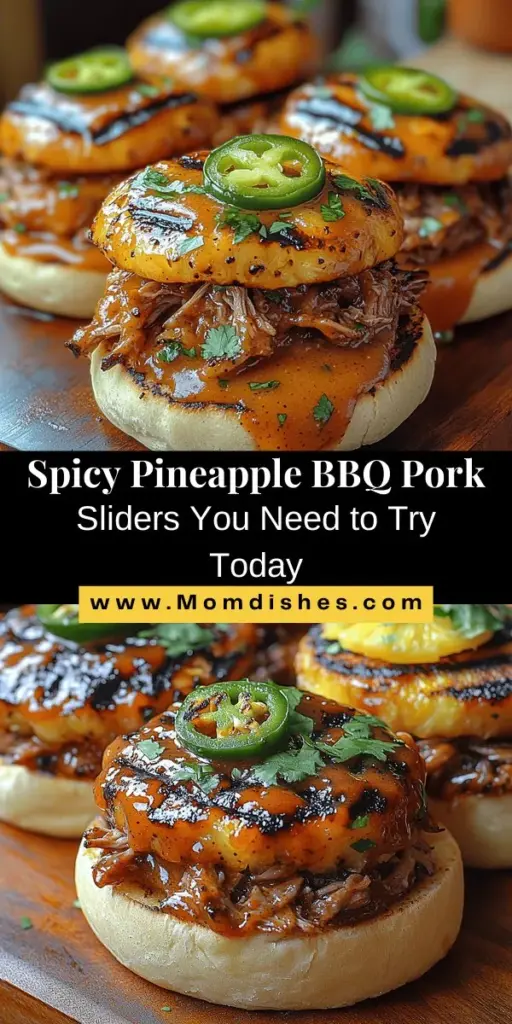 Looking for a delicious crowd-pleaser? Try these Spicy Pineapple BBQ Pork Sliders that perfectly blend sweet and spicy flavors! With tender, slow-cooked pork soaked in a zesty barbecue sauce made from pineapple juice, ketchup, and sriracha, these sliders are irresistible. Perfect for game day or a summer barbecue, they bring a fun, interactive dining experience to any gathering. Discover how to make them and impress your guests today!
