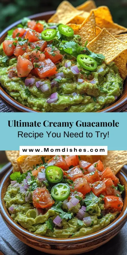 Discover the joy of making the Ultimate Creamy Guacamole Delight! This recipe highlights the fresh, simple ingredients that elevate guacamole from a dip to a culinary experience. With ripe avocados, crunchy red onions, juicy tomatoes, and a hint of lime, each bite is bursting with flavor. Perfect for parties or casual snacking, this versatile dish can accompany tortilla chips, tacos, and even burgers. Learn how to whip up this creamy favorite and impress your family and friends!