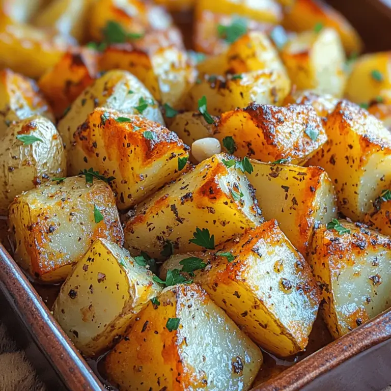 The star of our dish is undeniably the potato. For this recipe, we recommend using baby or new potatoes. These small varieties are tender and have a naturally creamy texture that makes them ideal for roasting. Their thin skins allow for easy seasoning and crisping, while the flesh remains soft and fluffy inside.