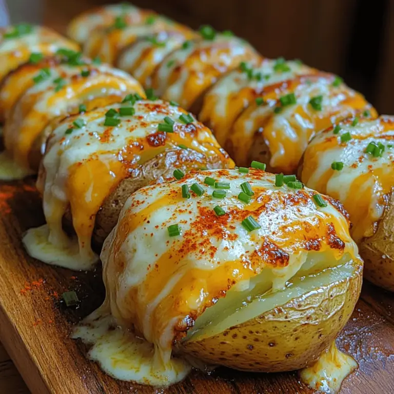 Hasselback potatoes have taken the culinary world by storm, and it's easy to see why. This delightful dish combines the comforting familiarity of baked potatoes with an exciting, visually stunning presentation. Imagine a potato that is tender on the inside, yet perfectly crisp on the outside, and layered with melted cheese that oozes between each slice. That's the magic of Crunchy Cheesy Hasselback Potatoes.