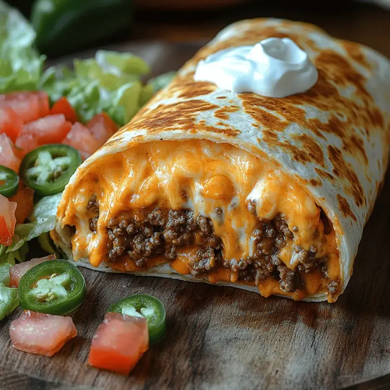 If you're a fan of bold flavors wrapped in a warm, fulfilling package, the Cheesy Crunchy Beefy Melt Burrito is a dish you won't want to miss. This hearty burrito combines the savory richness of seasoned ground beef, the gooey indulgence of nacho cheese, and a delightful crunch that elevates it to a whole new level of deliciousness. Perfect for a casual family dinner, game day gatherings, or a quick weeknight meal, this burrito is not just food; it's an experience that embraces the essence of comfort food.