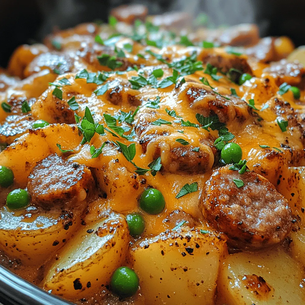 When it comes to comfort food, few dishes can evoke the same feelings of warmth, nostalgia, and satisfaction as a hearty casserole. These baked wonders have a unique way of bringing people together, often serving as the centerpiece of family gatherings and cozy dinners. From the first bite, a good casserole embraces you like a warm hug, reminding you of home-cooked meals shared with loved ones. Among the myriad of casserole recipes, the <strong>Cozy Comfort Slow Cooker Sausage and Potato Casserole</strong> stands out as a quintessential dish perfect for any occasion.” /></p>
</p>
<h3>Creating the Sauce</h3>
</p>
<p>To create a rich and flavorful sauce for the Cozy Comfort Slow Cooker Sausage and Potato Casserole, begin by gathering the ingredients necessary for the sauce. This includes chicken or vegetable broth, cream of mushroom soup, heavy cream, and an array of spices that will elevate the dish’s flavor profile.</p>
</p>
<p>1. <strong>Mixing the Sauce</strong>:</p>
<p>– In a large mixing bowl, combine 2 cups of chicken or vegetable broth with one can of cream of mushroom soup. Stir gently until the soup is completely dissolved into the broth.</p>
<p>– Next, add in 1 cup of heavy cream. This adds a luscious creaminess to the casserole that balances the hearty sausage and potatoes.</p>
<p>– Season the mixture with 1 teaspoon of dried thyme, 1 teaspoon of smoked paprika, and salt and pepper to taste. Whisk the ingredients together thoroughly to ensure that the spices are evenly distributed throughout the sauce.</p>
</p>
<p>2. <strong>Importance of Whisking</strong>:</p>
<p>– Whisking the broth, soup, cream, and spices is crucial for a balanced flavor. It ensures that the spices are adequately mixed, preventing clumping and allowing their flavors to meld seamlessly into the sauce. This step is vital in creating a cohesive dish where every bite is filled with the aromatic goodness of thyme and the smoky undertones of paprika.</p>
</p>
<p>3. <strong>Enhancing the Taste Profile</strong>:</p>
<p>– Thyme brings an earthy, slightly minty flavor that pairs beautifully with sausage, while smoked paprika adds a depth of flavor with its rich smokiness. These spices enhance the overall taste profile, ensuring that the casserole is not only satisfying but also bursting with flavor.</p>
</p>
<h3>Cooking Process</h3>
</p>
<p>With the sauce prepared, it’s time to move on to the cooking process. The slow cooker is a fantastic tool for making this casserole, as it allows the ingredients to meld together beautifully over time.</p>
</p>
<p>1. <strong>Slow Cooker Settings</strong>:</p>
<p>– Begin by layering the sliced potatoes and sausage in the slow cooker. Pour the prepared sauce over the top, ensuring that the potatoes and sausage are evenly coated.</p>
<p>– Set your slow cooker to the low setting and cook for 6-8 hours or on high for 3-4 hours. The longer cooking time on low allows the flavors to develop more fully, while the high setting is perfect for a quicker meal.</p>
</p>
<p>2. <strong>Stirring Halfway Through</strong>:</p>
<p>– For optimal results, stir the casserole halfway through the cooking process. This not only ensures that the ingredients are well incorporated but also helps to evenly distribute the heat, preventing any hot spots that might cause uneven cooking.</p>
</p>
<p>3. <strong>Monitoring the Casserole</strong>:</p>
<p>– While the slow cooker does most of the work, it’s still important to keep an eye on it. Check for doneness by piercing the potatoes with a fork; they should be tender and easily pierced. This monitoring will guarantee that you serve a perfectly cooked casserole that is neither overcooked nor undercooked.</p>
</p>
<h3>Finishing Touches</h3>
</p>
<p>As the cooking time nears its end, it’s time to add the finishing touches that will elevate your casserole.</p>
</p>
<p>1. <strong>Adding Cheese</strong>:</p>
<p>– About 30 minutes before the casserole is finished cooking, sprinkle 1 to 2 cups of shredded cheese on top. Cheddar is a popular choice, but feel free to experiment with other varieties such as Monterey Jack, Gouda, or a blend of Italian cheeses for a different flavor profile.</p>
<p>– Cover the slow cooker again and allow the cheese to melt and become bubbly. This final step adds a delightful texture and richness to the dish, making it even more comforting.</p>
</p>
<h3>Serving Suggestions</h3>
</p>
<p>Presentation is key when serving your Cozy Comfort Slow Cooker Sausage and Potato Casserole.</p>
</p>
<p>1. <strong>Garnishing</strong>:</p>
<p>– For a pop of color, sprinkle fresh chopped parsley over the top just before serving. This not only enhances the visual appeal but also adds a fresh flavor that complements the hearty casserole.</p>
</p>
<p>2. <strong>Side Dishes and Accompaniments</strong>:</p>
<p>– This casserole stands beautifully on its own, but you can serve it alongside a simple green salad to balance the meal. Roasted vegetables or steamed broccoli also make excellent companions, providing a nutritious contrast to the rich and creamy casserole.</p>
</p>
<p>3. <strong>Portion Sizes and Occasion Serving</strong>:</p>
<p>– When it comes to portion sizes, this casserole is quite filling, so plan on serving generous portions for a comforting family dinner. For gatherings or potlucks, this dish is perfect as it can easily be scaled up to feed a larger crowd. Consider serving it in a large dish with a serving spoon for easy helpings.</p>
</p>
<h3>Nutritional Insights</h3>
</p>
<p>The Cozy Comfort Slow Cooker Sausage and Potato Casserole not only satisfies the palate but also packs nutritional benefits from its key ingredients.</p>
</p>
<p>1. <strong>Nutritional Value</strong>:</p>
<p>– Each serving provides a good source of protein from the sausage, which is essential for muscle repair and growth. The potatoes contribute carbohydrates, providing energy, and are also rich in vitamins C and B6, potassium, and fiber, promoting digestive health.</p>
</p>
<p>2. <strong>Dietary Restrictions and Modifications</strong>:</p>
<p>– For those looking for lower-calorie options, consider using turkey sausage or a plant-based sausage alternative. You can also substitute the heavy cream with a lighter option such as Greek yogurt or reduced-fat sour cream. Additionally, using sweet potatoes instead of regular potatoes can add extra nutrients and a touch of sweetness to the dish.</p>
</p>
<h3>Conclusion</h3>
</p>
<p>The Cozy Comfort Slow Cooker Sausage and Potato Casserole is a quintessential example of an easy, delicious, and comforting meal choice. As the flavors meld together during the slow cooking process, you create a dish that warms not just the body but the soul.</p>
</p>
<p>There’s a unique joy in sharing hearty meals with loved ones, and this casserole is perfect for family dinners or casual gatherings. Its simplicity and robust flavors make it a staple recipe to revisit time and again. Encourage friends and family to try this recipe, as it promises a comforting experience that will become a cherished part of their culinary repertoire. Enjoy the satisfaction that comes from making a homemade dish that embodies warmth, comfort, and love.</p>
</div>
