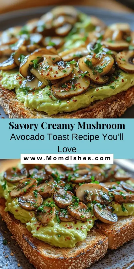 Elevate your breakfast game with Creamy Mushroom Smashed Avocado Toast! This twist on a classic favorite combines the creamy goodness of ripe avocados with savory sautéed mushrooms, creating a deliciously satisfying dish packed with nutrients. With healthy fats, vitamins, and minerals from avocados and mushrooms, this toast is perfect for any meal. Discover a simple recipe that balances flavors and textures, making each bite a gourmet experience!