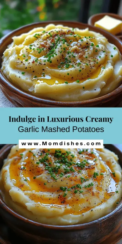 Discover the ultimate comfort food with this luxurious creamy garlic mashed potatoes recipe. With a velvety texture and rich flavor, these mashed potatoes will elevate any meal. Made with high-quality ingredients like Russet potatoes, fresh garlic, and a blend of cream and butter, every bite is indulgent. Perfect for holidays or simple weeknight dinners, they are sure to impress your family and friends. Enjoy the perfect side dish that combines tradition and flavor effortlessly!