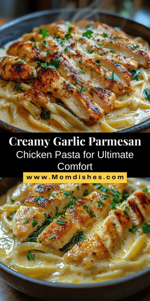 Indulge in the comforting flavors of Creamy Garlic Parmesan Chicken Pasta! This delicious dish combines tender chicken and al dente fettuccine with a rich, creamy sauce infused with garlic and Parmesan, making it a perfect choice for any occasion. Easy to make yet impressive enough for guests, this recipe ensures every bite is packed with flavor. Elevate your meal with fresh spinach for color and nutrition, and enjoy a delightful dining experience that everyone will love.