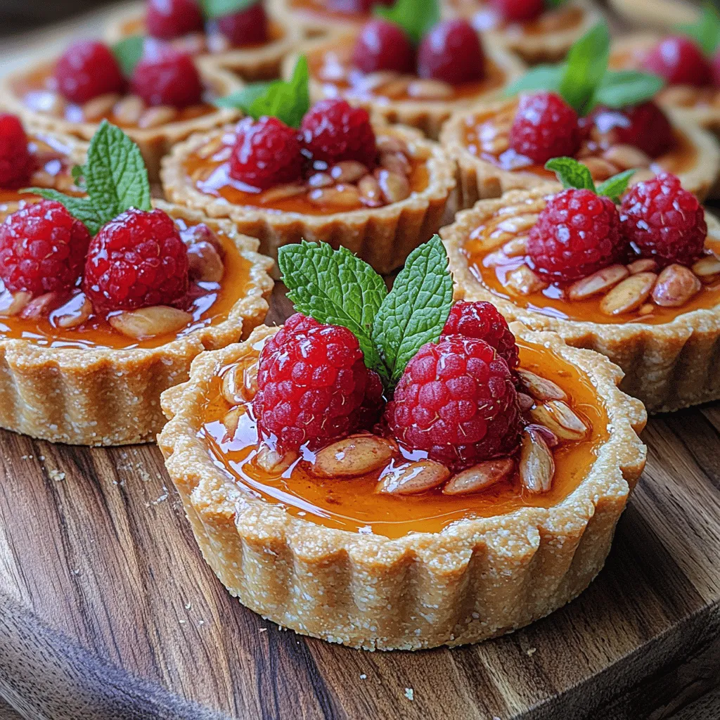 Mini Raspberry Almond Tartlets are an exquisite dessert that beautifully marries the rich flavors of almond and the tartness of fresh raspberries. These charming little treats feature a buttery tart crust that serves as the perfect vessel for an indulgent almond cream filling. Topped with bright, juicy raspberries, they not only captivate the taste buds but also serve as a stunning centerpiece for any dessert table. Whether you're hosting a sophisticated tea party, celebrating a special occasion, or simply treating yourself to something sweet, these tartlets are sure to impress.