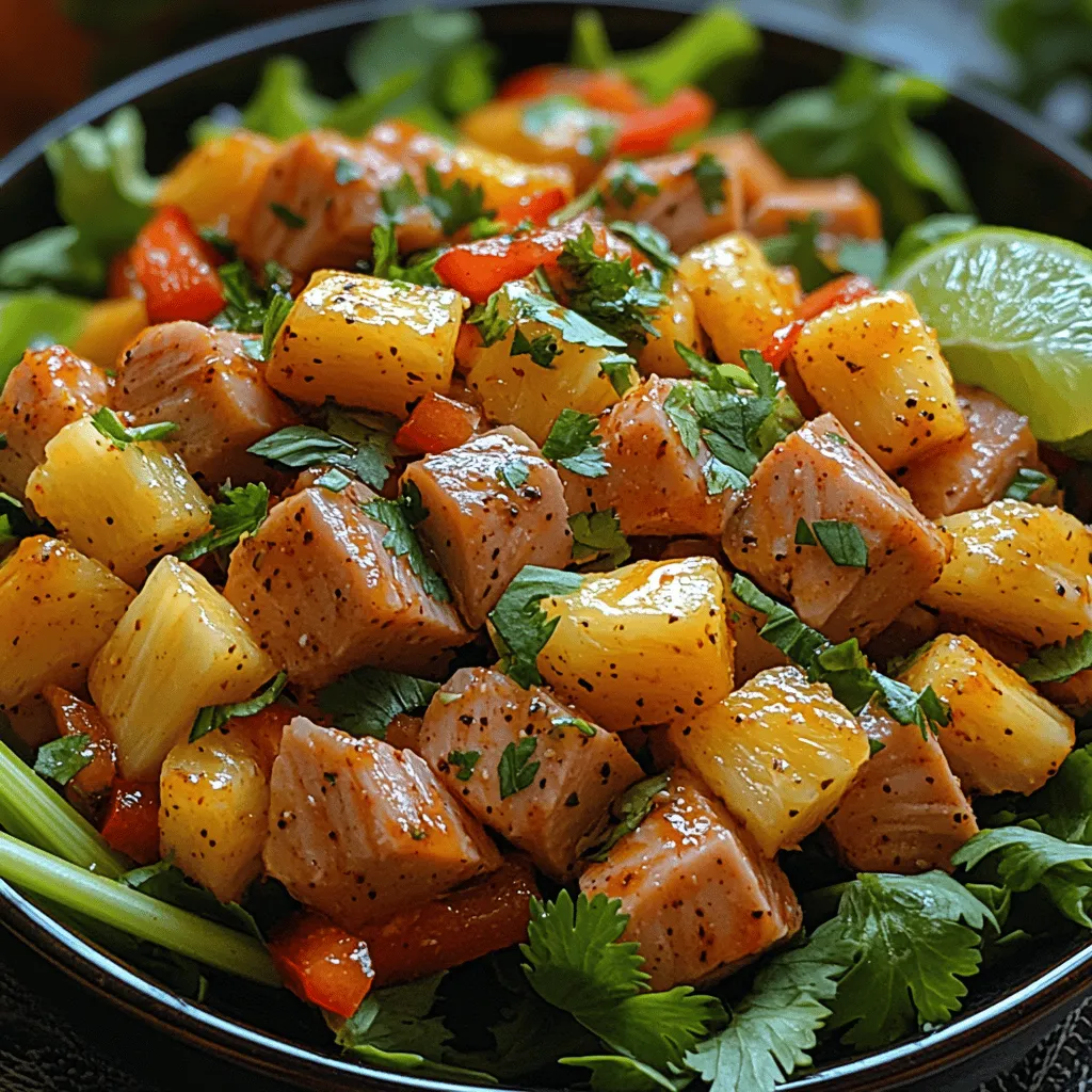 Experience a burst of sunshine on your plate with the Tropical Tuna Delight, a vibrant salad that combines the goodness of protein-rich tuna with the tropical sweetness of pineapple and the crunch of fresh vegetables. This dish is more than just a meal; it's a symphony of flavors and textures that transports you to a sun-drenched beach with every bite. Whether you're looking for a nutritious option for a light lunch, a refreshing dish for a summer picnic, or a quick dinner solution that doesn't compromise on taste, Tropical Tuna Delight is the perfect choice.