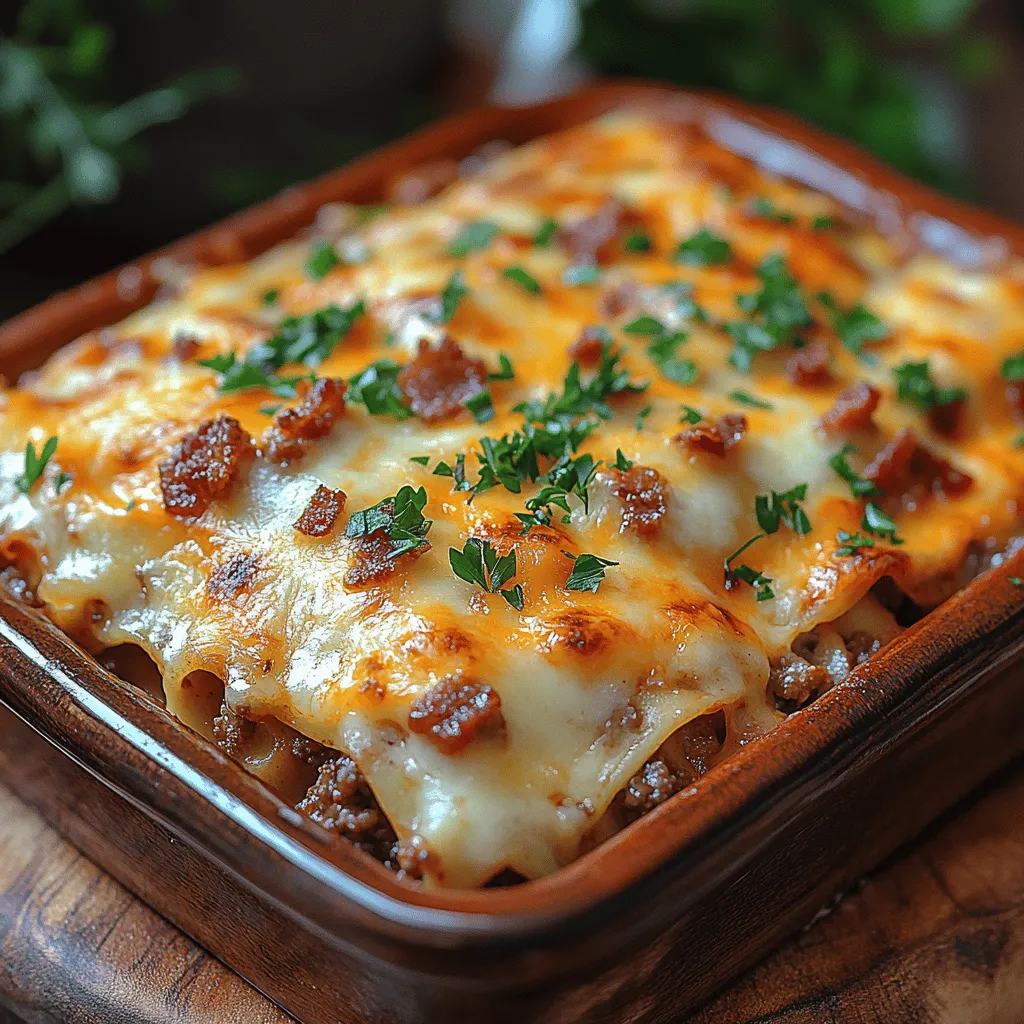 Are you ready for a culinary experience that combines the iconic flavors of a cheeseburger with the comforting layers of lasagna? Introducing the Parmesan Garlic Bacon Cheeseburger Lasagna—a dish that takes two beloved comfort foods and merges them into one hearty meal. This innovative recipe packs a punch with rich layers of seasoned ground beef, crispy bacon, and a cheesy blend that will have you coming back for seconds.