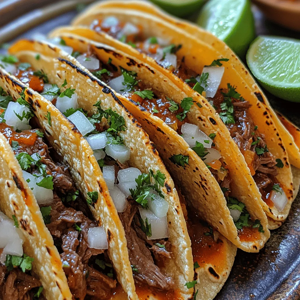 When preparing your Fiery Slow-Cooked Birria Tacos, the way you combine your ingredients in the slow cooker is crucial for ensuring that the flavors meld beautifully. Start by layering your ingredients in the following order: place the marinated meat at the bottom of the slow cooker, which helps to create a flavorful base as it cooks. Next, add your spices, such as bay leaves, cumin, and oregano, followed by the chopped onions and garlic. This layering technique allows for even flavor distribution as the meat releases its juices, which will infuse the other ingredients during the cooking process.