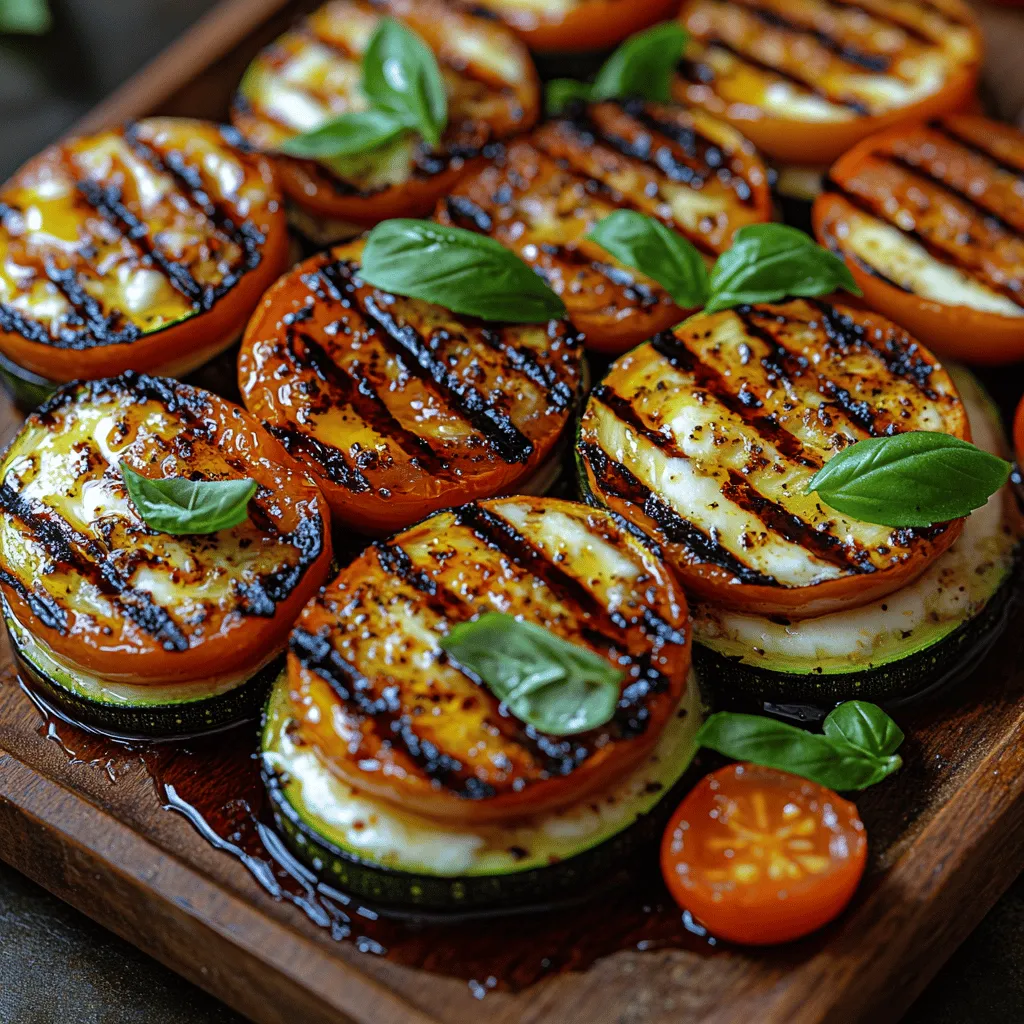 Grilled Zucchini Caprese Stacks are a delightful and refreshing dish that encapsulates the vibrant flavors of summer. This recipe is perfect for gatherings, light lunches, or as a side dish, offering not just a feast for the taste buds but also a feast for the eyes. The combination of grilled zucchini, fresh mozzarella, and juicy cherry tomatoes creates a visually appealing arrangement that is sure to impress your guests or family members.