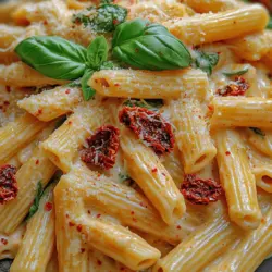 Creamy Garlic Sun-Dried Tomato Penne Recipe