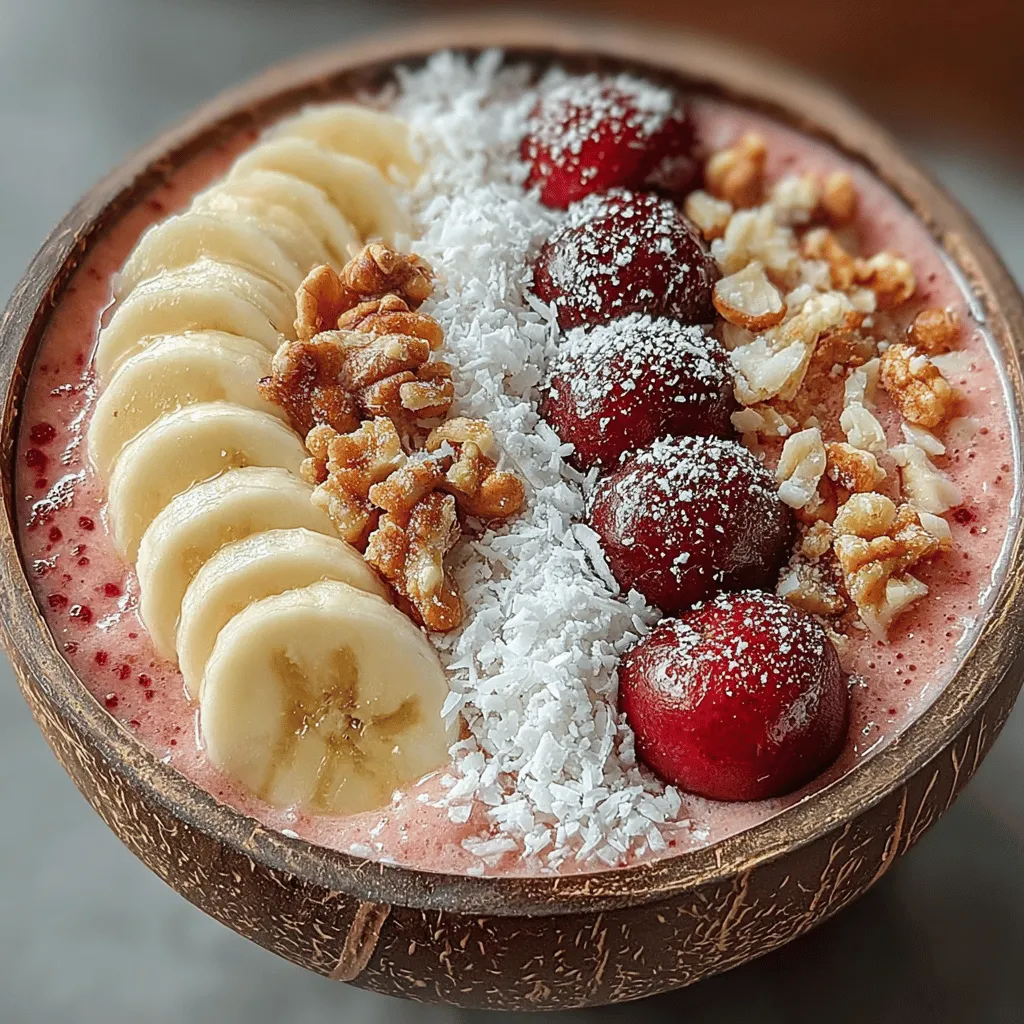 Achieving the perfect texture in your Cherry Bliss Smoothie Bowl starts with the right blending technique. Begin by adding the liquid ingredients to your blender first; this will help ensure that the other components blend smoothly. Next, layer your frozen cherries, banana, spinach, and any additional ingredients on top of the liquid.