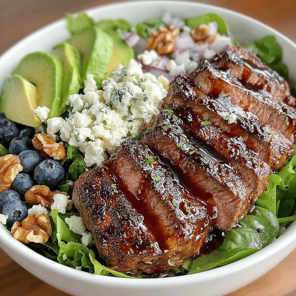In the realm of culinary creativity, the Blueberry Bliss Beef Salad Bowl emerges as a delightful fusion of flavors, textures, and nutrition. This innovative dish combines tender slices of beef sirloin with fresh vegetables, vibrant blueberries, and a zesty dressing, making it a perfect choice for a satisfying lunch or a light dinner. The Blueberry Bliss Beef Salad Bowl is not only a feast for the senses but also a health-conscious option that caters to those seeking a balanced meal without sacrificing taste.