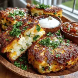If you’re looking to elevate your comfort food game, look no further than Zesty Cheddar Jalapeño Mashed Potato Cakes. This dish artfully blends the creamy richness of mashed potatoes with the sharpness of cheddar cheese and the spicy kick of jalapeños, creating a savory treat that is both satisfying and exciting. These mashed potato cakes are not only delicious but also incredibly versatile, making them perfect as a side dish, a snack, or even an appetizer for your next gathering. The combination of flavors and textures is sure to impress anyone at your table, whether you’re serving them at a casual family dinner or a festive celebration.