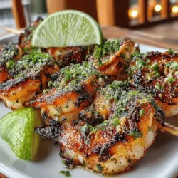 Zesty Grilled Garlic Lime Shrimp Skewers