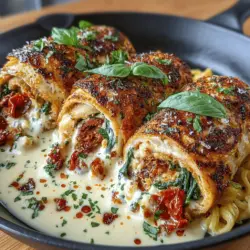 Creamy Tuscan Chicken Roll-Ups