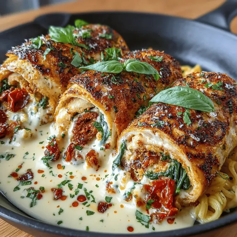 When it comes to home cooking, few dishes capture the heart and palate quite like Creamy Tuscan Chicken Roll-Ups. This delightful recipe combines tender chicken breasts with a luscious filling infused with the vibrant flavors of Tuscany. The result is not only a feast for the taste buds but also a beautifully presented dish that brings a touch of the Italian countryside to your dining table. Whether you're preparing a cozy family dinner or looking to impress guests at your next gathering, these roll-ups promise to be a hit.