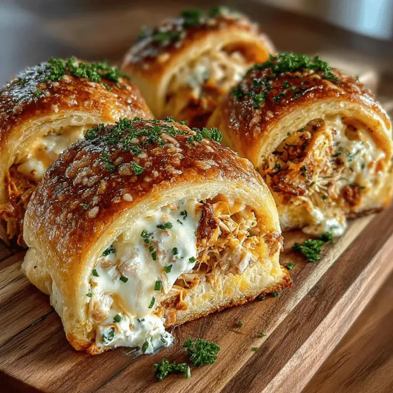Creamy Garlic Herb Chicken Crescent Rolls are a delightful culinary creation that beautifully marries convenience with comfort. This dish stands out as a perfect option for those seeking a satisfying meal that is both delicious and easy to prepare. The flaky crescent roll dough envelops a rich, creamy filling that features tender chicken and aromatic herbs, making it a guaranteed crowd-pleaser.