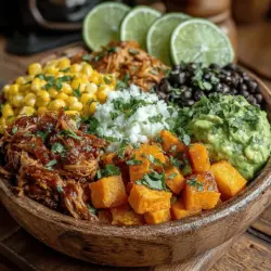 In the quest for nourishing meals that are both satisfying and bursting with flavor, BBQ Chicken Sweet Potato Bowls stand out as a winning choice. This recipe artfully blends the natural sweetness of roasted sweet potatoes with the smoky, tangy goodness of barbecue chicken, creating a dish that is not only delightful to the taste buds but also visually appealing. Each bowl is further enriched by the creamy texture of avocado and the fresh notes of cilantro, making it a harmonious balance of flavors and nutrients.