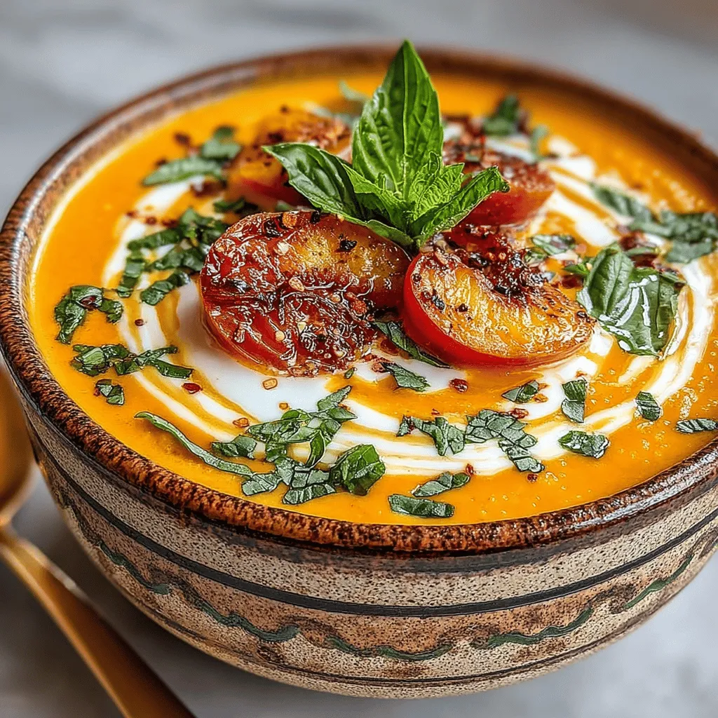 The magic of Velvety Peach Bliss Soup lies in its simplicity and the quality of its ingredients. Utilizing fresh peaches as the star, this recipe balances the natural sweetness of the fruit with the savory notes from aromatics like onion, garlic, and ginger. The result is a soup that is both refreshing and comforting, evoking the essence of summer in every spoonful.