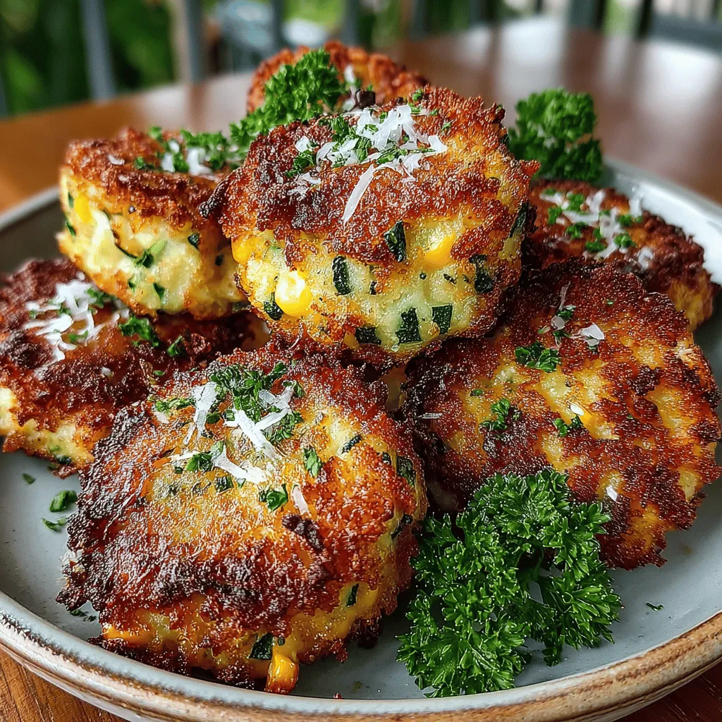 Zucchini Corn Parmesan Bites are a delightful fusion of flavors and textures that elevate any appetizer spread. These bites showcase the fresh, vibrant qualities of seasonal produce, making them ideal for warm weather gatherings or cozy family dinners. With their combination of tender zucchini, sweet corn, and rich Parmesan cheese, these bites are not only easy to prepare but also a hit with both kids and adults. Whether served as a snack during a weekend movie night or as a sophisticated starter at a dinner party, Zucchini Corn Parmesan Bites offer a satisfying crunch and a burst of flavor that is hard to resist.