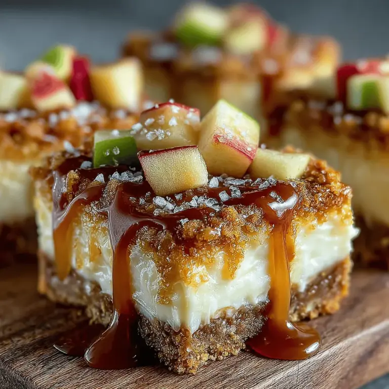 When it comes to desserts that evoke warmth and nostalgia, few can rival the delightful combination offered by Caramel Delight Apple Cheesecake Bars. This recipe masterfully blends the creamy richness of cheesecake with the tart sweetness of fresh apples, all drizzled with a luscious caramel sauce that ties everything together. Each bite delivers a harmonious balance of flavors and textures that make these bars not just a dessert, but an experience to savor.