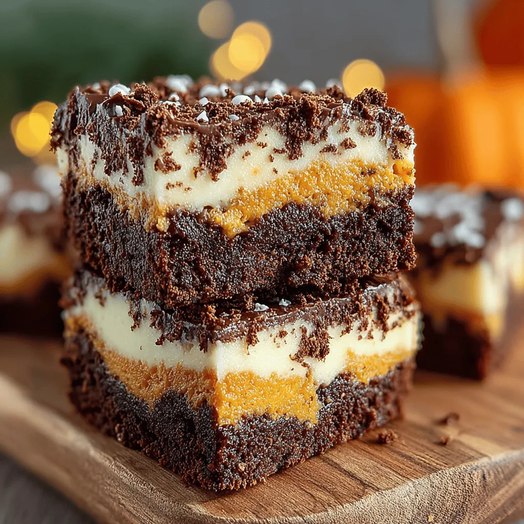 - 1 cup unsalted butter - 2 cups granulated sugar - 4 large eggs - 1 teaspoon vanilla extract - 1 1/2 cups all-purpose flour - 1 cup unsweetened cocoa powder - 1 teaspoon baking powder - 1/2 teaspoon salt - 1 cup pumpkin puree (fresh or canned) - 8 ounces cream cheese, softened - 1 teaspoon ground cinnamon - 1/2 teaspoon ground nutmeg