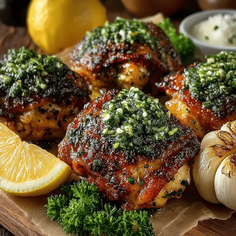 - 4 bone-in, skin-on chicken thighs - 1 head of garlic - 1 lemon, juiced and zested - 1/4 cup extra virgin olive oil - 2 teaspoons dried thyme - 2 teaspoons dried rosemary - 1 teaspoon smoked paprika - Salt, to taste - Black pepper, to taste